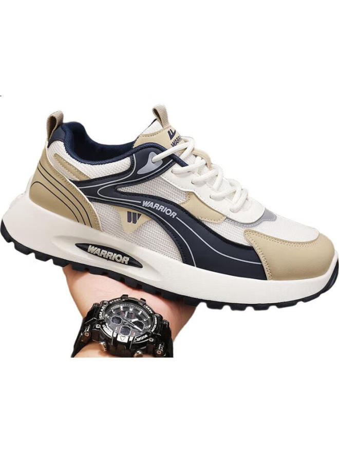 Pull Back Warrior Men'S Sports Shoes Men'S Thick-Soled Casual Shoes Breathable 370 Mica Deep Blue - Mesh Style 44 - Image 2