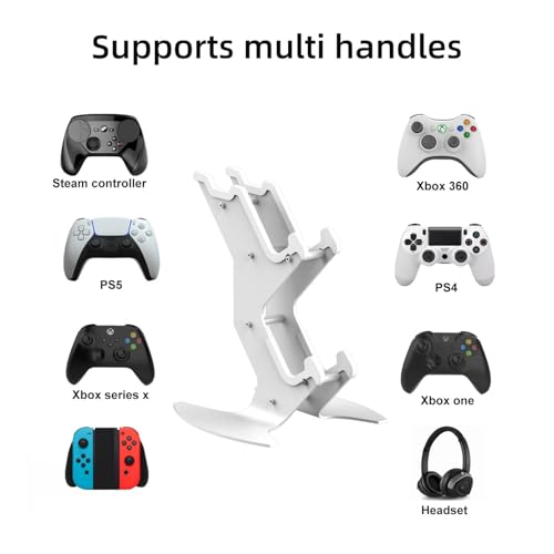 NBCP Controller Holder, Game Controller Headset Stand for Xbox Series X S/Xbox one / PS5 / PS4 / NS/PC/Headset, Aluminum Metal Headset Mount Universal Organizer for Video Game Accessories (White) - Image 3