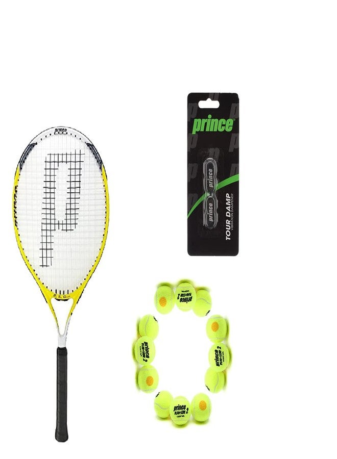 Prince Tennis Racket Deuce 26 with Prince-Stage 2-Orange-Std Tennis Ball 1 Doz and X2 Tour Dampner - Image 1