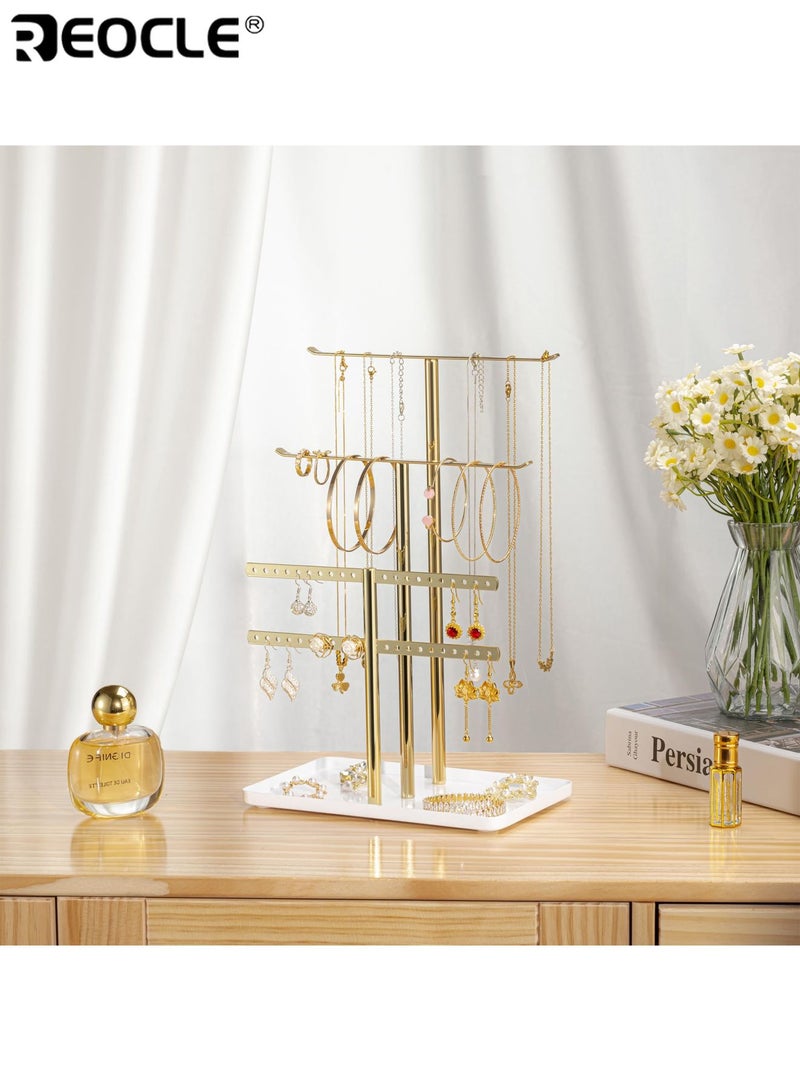 ريوكل حامل مجوهرات مع عرض متعدد الطبقات وهيكل قوي ومنظم مجوهرات بسعة واسعة لتخزين القلائد والأقراط والأساور - Image 4