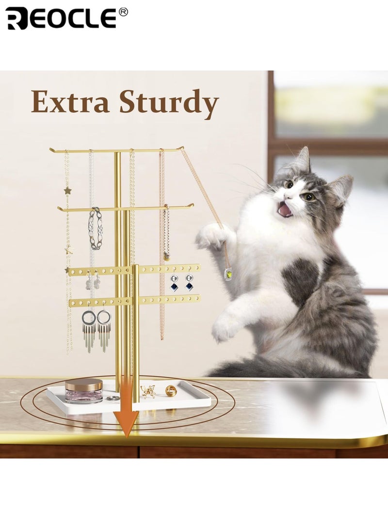 ريوكل حامل مجوهرات مع عرض متعدد الطبقات وهيكل قوي ومنظم مجوهرات بسعة واسعة لتخزين القلائد والأقراط والأساور - Image 3