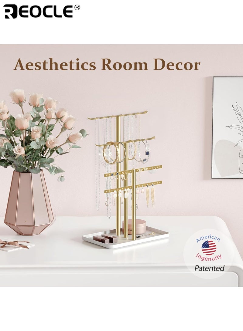 ريوكل حامل مجوهرات مع عرض متعدد الطبقات وهيكل قوي ومنظم مجوهرات بسعة واسعة لتخزين القلائد والأقراط والأساور - Image 2