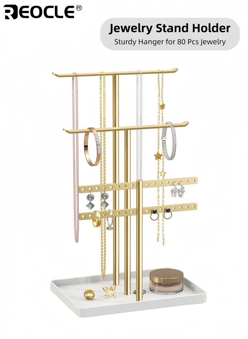 ريوكل حامل مجوهرات مع عرض متعدد الطبقات وهيكل قوي ومنظم مجوهرات بسعة واسعة لتخزين القلائد والأقراط والأساور - Image 1