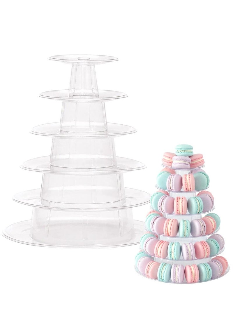 Generic - 6 Tier Round Plastic Macaron Tower Stand, Macarons Holder, Macaroon Cake Tower Display Stand for Dessert Display, Macaroon Tower Stand Cake Display Tier Round Stand for Wedding, Birthday Party - Image 1