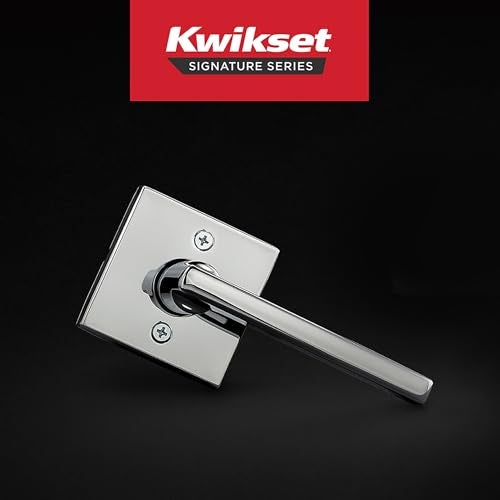 Kwikset Halifax Dummy Door Handle, Single Sided Lever for Closets, French Double Doors, and Pantry, Polished Chrome Non-Turning Reversible Interior Push/Pull Lever, Square Rose - Image 2
