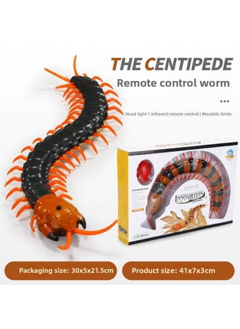 Hot Exotic Simulation Remote Control Animal Infrared Trick Remote Control Snake Remote Control Caterpillar Toy-Color:Remote Control Centipede-dark Green 9901