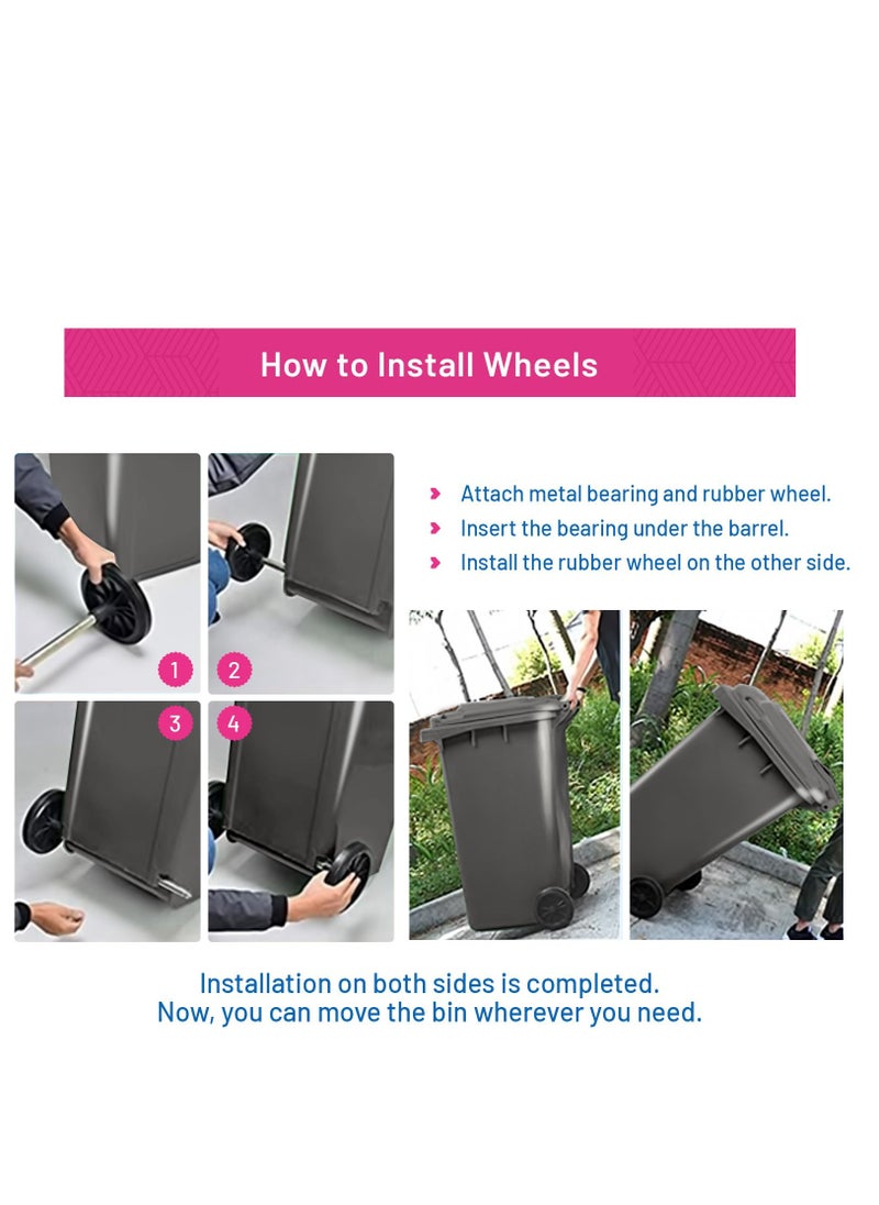 Hi Care - Heavy Duty Plastic Garbage Bin 120 Litre with Wheel and Pedal -Kitchen and Outdoor Recycle Trash Can, Large Industrial Waste Bin (Grey) - Image 1