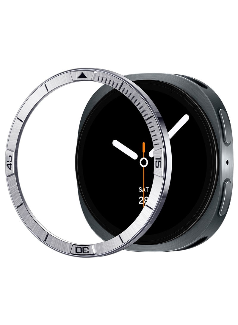Spigen Bezel Tune (Pilot) for Samsung Galaxy Watch 8 44mm Bezel Ring Protector Adhesive Cover (2025) - Silver - Image 1