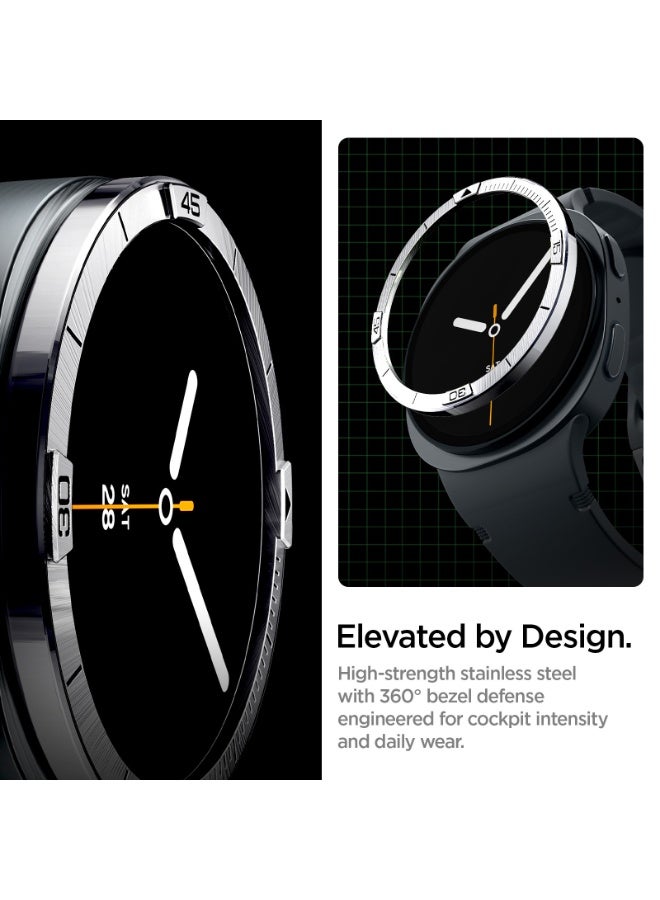 Spigen Bezel Tune (Pilot) for Samsung Galaxy Watch 8 44mm Bezel Ring Protector Adhesive Cover (2025) - Silver - Image 4