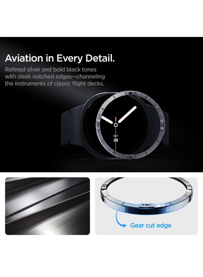 Spigen Bezel Tune (Pilot) for Samsung Galaxy Watch 8 44mm Bezel Ring Protector Adhesive Cover (2025) - Silver - Image 3