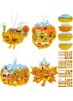 Civaner Civaner 32 Set Thanksgiving Craft for Kids Thanksgiving Sticker Scene Thanksgiving Party Supplies Turkey Pumpkin Acorns Maple Leaf Craft for Thanksgiving Native Americans Party Decorations Ornaments  - Image 1