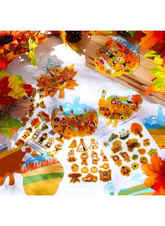 Civaner Civaner 32 Set Thanksgiving Craft for Kids Thanksgiving Sticker Scene Thanksgiving Party Supplies Turkey Pumpkin Acorns Maple Leaf Craft for Thanksgiving Native Americans Party Decorations Ornaments  - Image 4