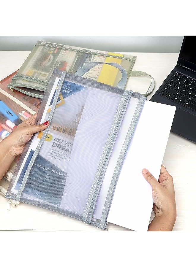 erorex 10 Pcs Double Layer Mesh Zipper Pouch Bags A4 Colored Nylon Mesh Organizer Bags For Board Game And Puzzles Organizing Storage Durable Letter Size File Bags For Office Classroom Organization  - Image 2