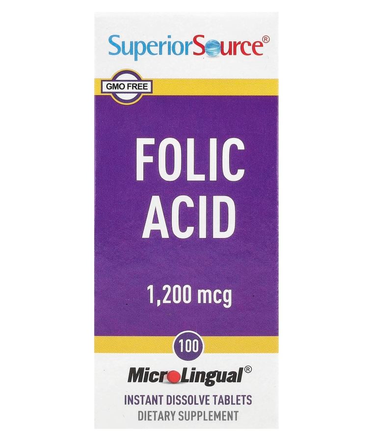 Superior Source Folic Acid 1200 mcg 100 MicroLingual® Instant Dissolve Tablets