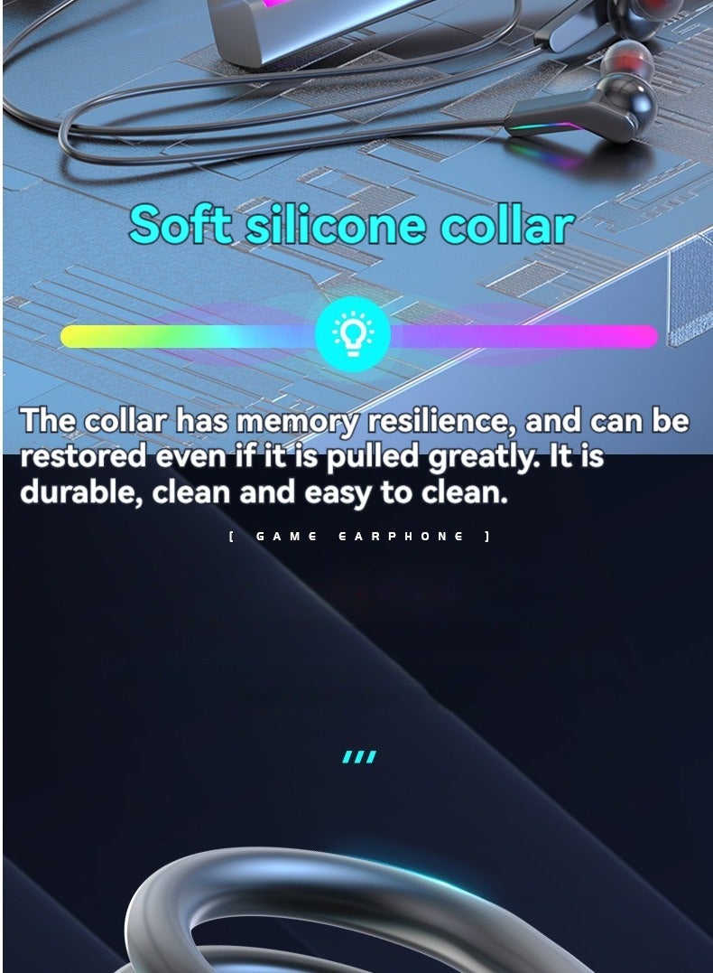 New Long-Lasting RGB Ambient Lighting Neck-Mounted Sports Bluetooth Headset Stereo Sound Effect Game Music Dedicated Headset (Purple) - Image 4