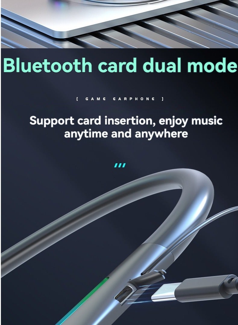 New Long-Lasting RGB Ambient Lighting Neck-Mounted Sports Bluetooth Headset Stereo Sound Effect Game Music Dedicated Headset (Purple) - Image 5