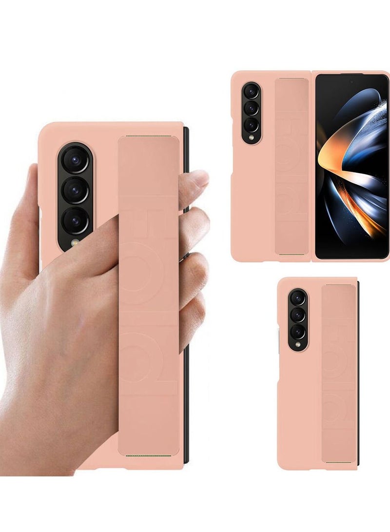 CATANES غطاء سامسونج جالكسي زد فولد 4 2022 من السيليكون الصلب مع حزام مضاد للسقوط باللون الوردي - Image 1