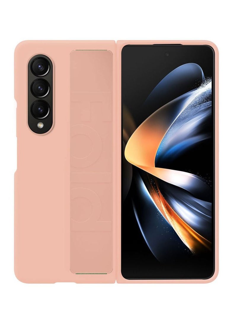 CATANES غطاء سامسونج جالكسي زد فولد 4 2022 من السيليكون الصلب مع حزام مضاد للسقوط باللون الوردي - Image 2