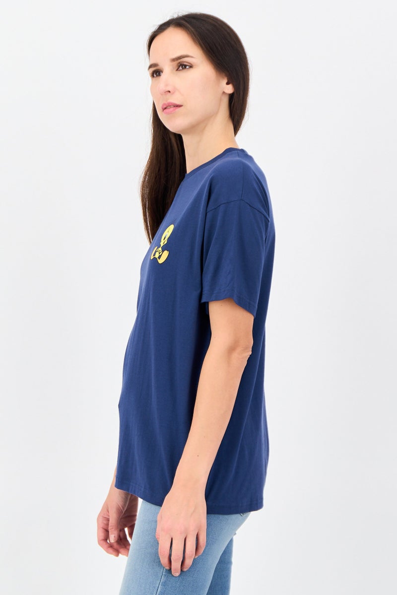 Disney Looney Tunes Women Crew Neck Short Sleeve Graphic T-Shirt, Blue - Image 2