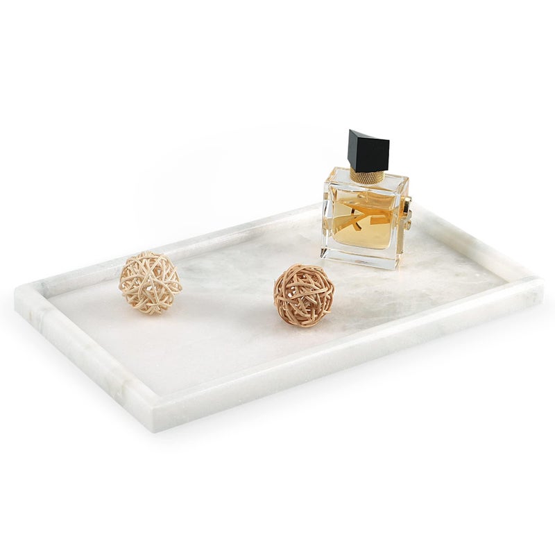 Koville African Natural Marble Tray, 12"x7" Coffee Table Vanity/Decorative Tray for Jewerly, Watch, Perfume Candle Tray for Bedroom/Bathroom/Kitchen Countertop - Image 1