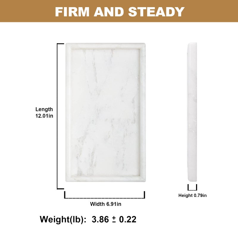 Koville African Natural Marble Tray, 12"x7" Coffee Table Vanity/Decorative Tray for Jewerly, Watch, Perfume Candle Tray for Bedroom/Bathroom/Kitchen Countertop - Image 3