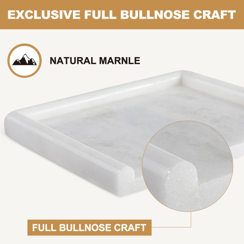 Koville African Natural Marble Tray, 12"x7" Coffee Table Vanity/Decorative Tray for Jewerly, Watch, Perfume Candle Tray for Bedroom/Bathroom/Kitchen Countertop - Image 2