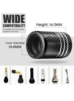 Generic 4 Pcs Universal Tire Valve Stem Caps, Corrosion Resistant Leak-Proof Heavy-Duty Anodized Alloy, for Car Bike Truck Motorcycle (Black)  - Image 2