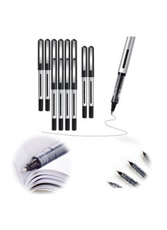 KASTWAVE Straight Liquid Gel Pen 12 Pcs 0.5mm Student Fountain Rollerball Fine Point Pens Extra Fine Point Pens Black Liquid Gel Ink Pen Set, for Writing Note Taking Signature Office Journaling  - Image 1