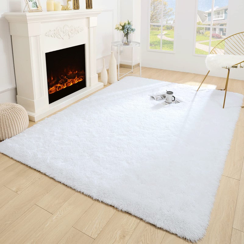 Merelax Modern Soft Fluffy Large Shaggy Rug for Bedroom Livingroom Dorm Kids Room Indoor Home Decorative, Non-Slip Plush Furry Fur Area Rugs Comfy Nursery Accent Floor Carpet 4'x6' White - Image 3