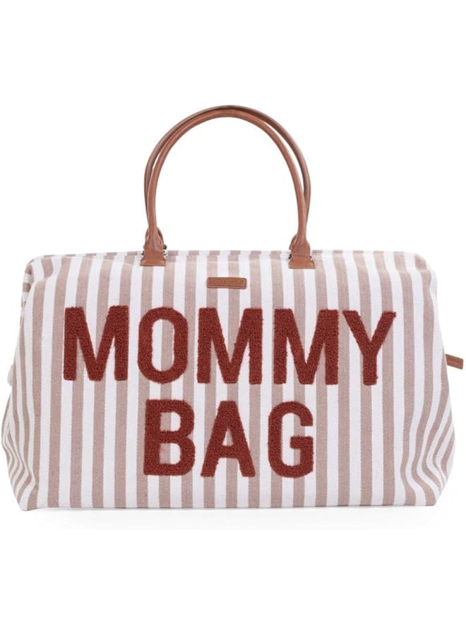 erorex Mommy Bag Stripes Diaper Changing Big Bag Nude Terracotta - Image 1