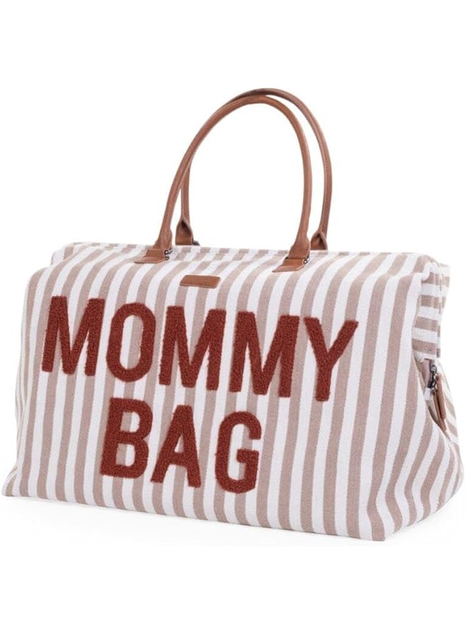 erorex Mommy Bag Stripes Diaper Changing Big Bag Nude Terracotta - Image 2