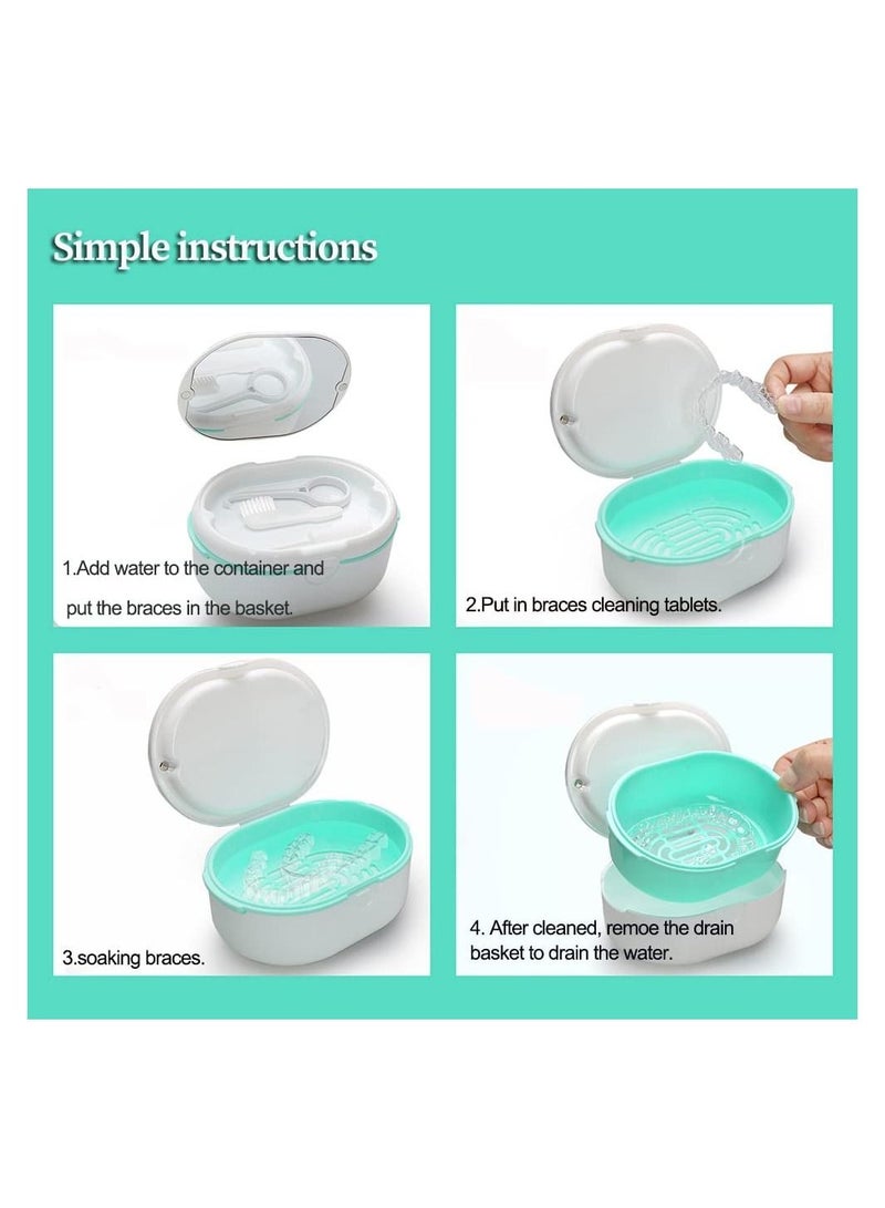 SYOSI Dentures Cup Case SYOSI Denture Cups for Soaking Dentures for Cleaning Household Office Travel Denture Cup Denture Bath Box Double Layer Dry and Wet Separation Portable False Teeth Container  - Image 4