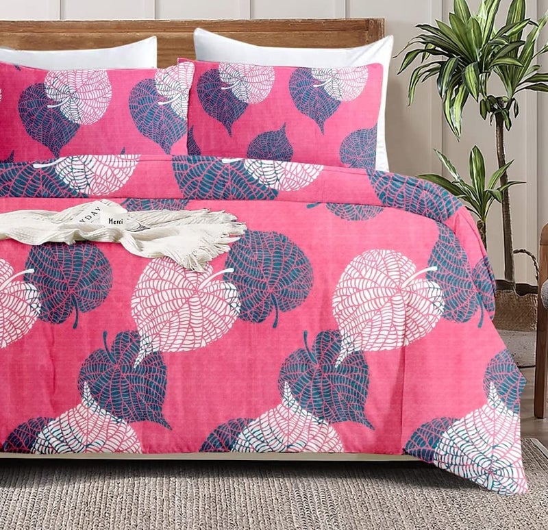 VAS COLLECTIONS VAS COLLECTION® All Weather Microfiber Comforter/Duvet/AC Quilt/Blanket - Reversible with Siliconised Filling - 200 GSM |Double - 220x240 cms (Pink & Green) - Image 2