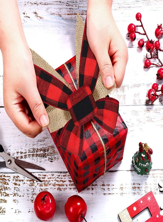 MTLEE 12-Piece Buffalo Plaid Burlap Bows Christmas Wreath Topper & Ornaments for Wedding, Birthday Party, 4.7 Inch (Red-Black Plaid) - Image 5