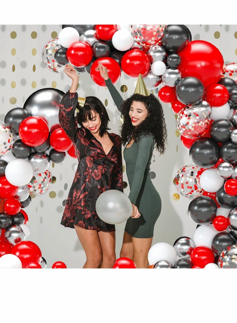 شو وو Gold and Red Balloon Garland 113 Pack Black White Sliver Arch DIY Kit for Wedding Baby Shower Boy Party Decoration Birthday Graduation Anniversary - Image 3
