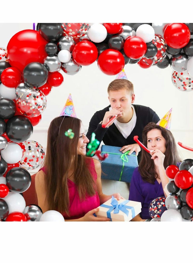شو وو Gold and Red Balloon Garland 113 Pack Black White Sliver Arch DIY Kit for Wedding Baby Shower Boy Party Decoration Birthday Graduation Anniversary - Image 5