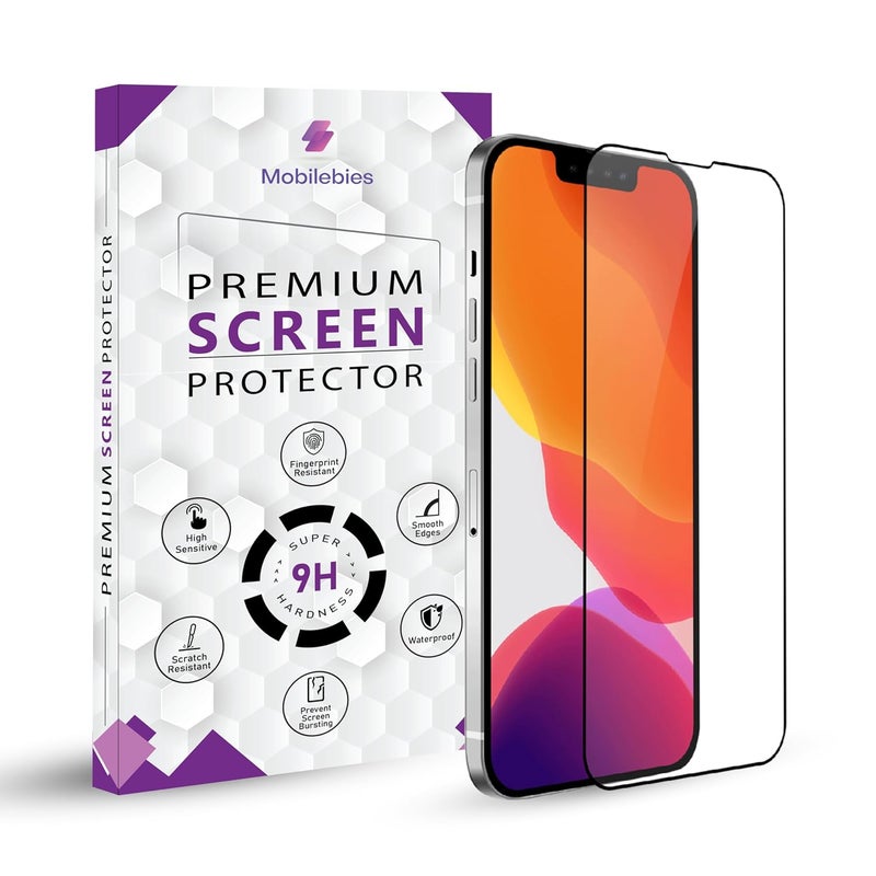 Mobilebies Premium Tempered Glass Screen Protector Guard For iPHone 13 Pro max (6.7 Inch, Pack of 1) | Edge to Edge Coverage With Easy to installation kit - Image 1