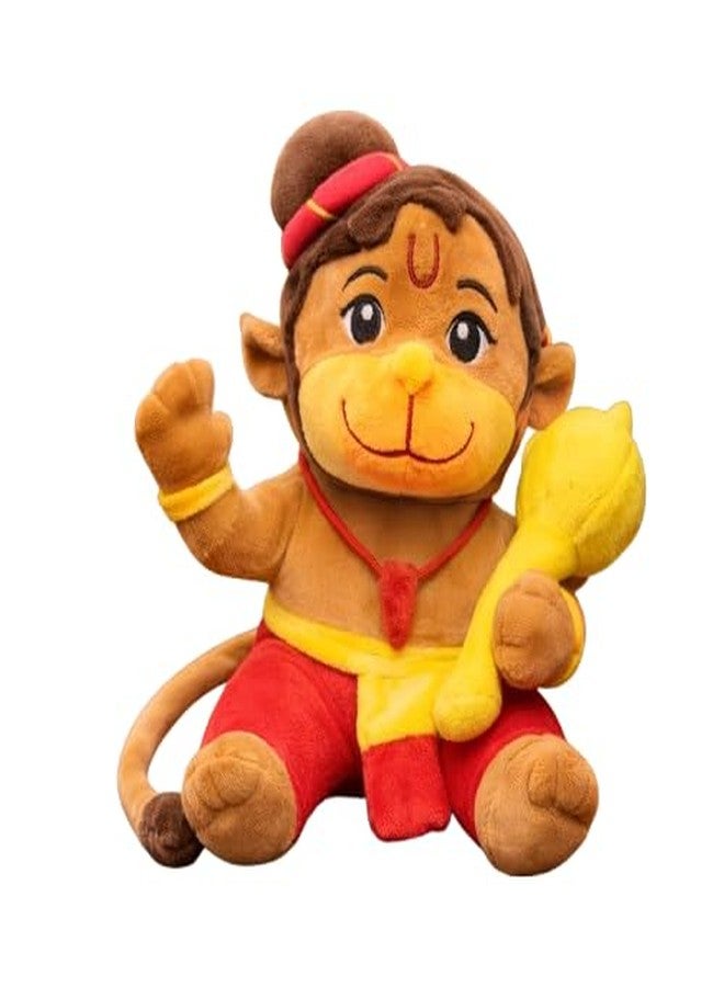 AVSHUB Lord Hanuman Plush Toy Cute Bajrang Bali Soft Doll with Gada Stuffed Baby Hanuman with Soft Plush Toy, Best Return Gift for Infants, Toddlers & Kids (Medium - 25 Cm, Without Music) - Image 1