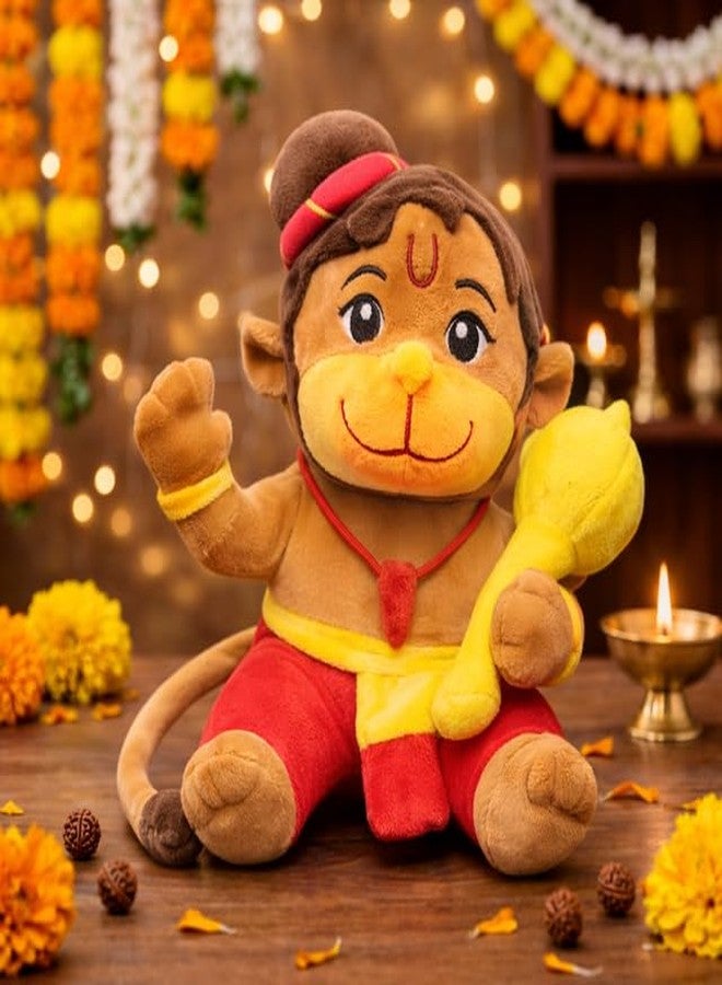 AVSHUB Lord Hanuman Plush Toy Cute Bajrang Bali Soft Doll with Gada Stuffed Baby Hanuman with Soft Plush Toy, Best Return Gift for Infants, Toddlers & Kids (Medium - 25 Cm, Without Music) - Image 2