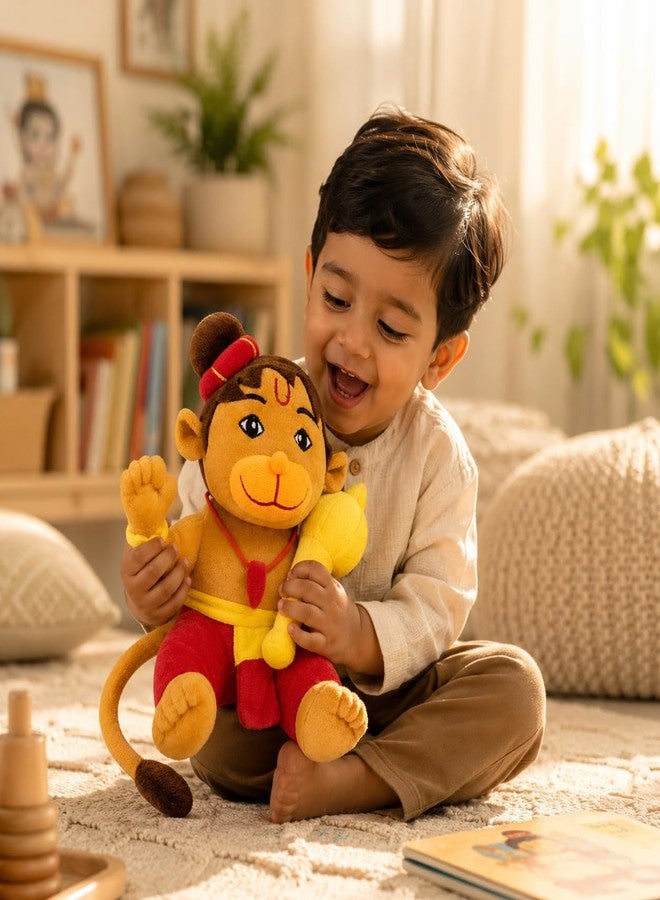 AVSHUB Lord Hanuman Plush Toy Cute Bajrang Bali Soft Doll with Gada Stuffed Baby Hanuman with Soft Plush Toy, Best Return Gift for Infants, Toddlers & Kids (Medium - 25 Cm, Without Music) - Image 4