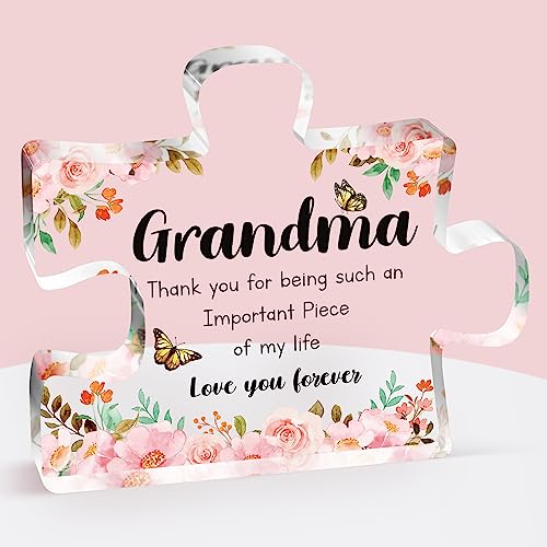 Grandma Gifts  Delicate Grandma Birthday Gifts from Grandkids  Engraved Acrylic Puzzle Piece 39 x 33 inch  Mothers Day Christmas Birthday Gifts for Grandma Grandmother Ideas