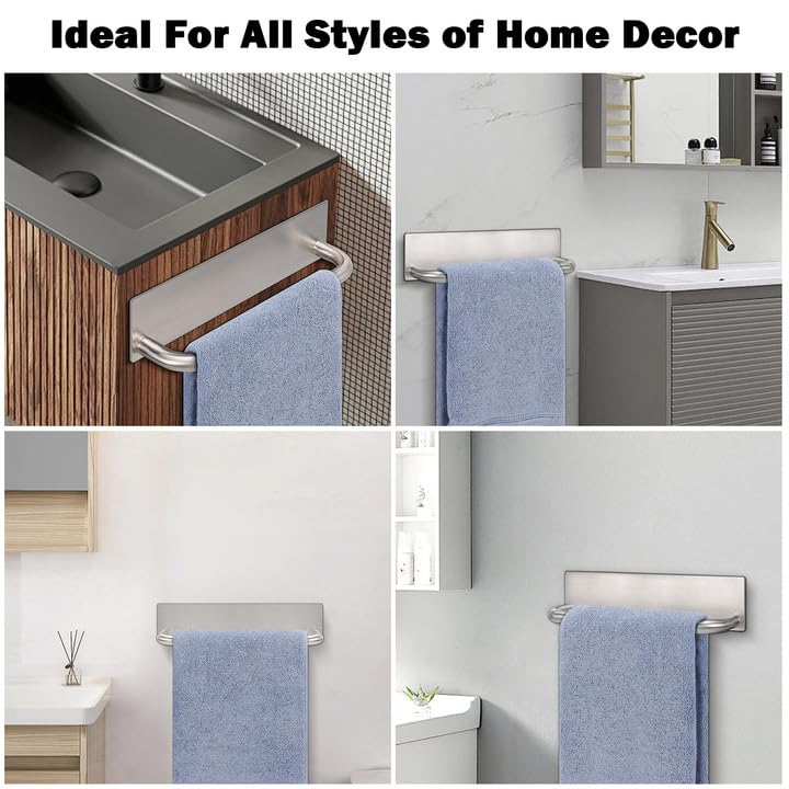 Livabber Self Adhesive Hand Towel Holder- 304 Stainless Steel Hand Towel Bar for Bathroom Kitchen Stick on Wall, Towel Ring No Drilling, 9 Inch (Brushed Nickel) - Image 5
