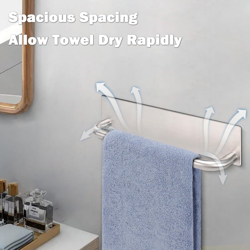 Livabber Self Adhesive Hand Towel Holder- 304 Stainless Steel Hand Towel Bar for Bathroom Kitchen Stick on Wall, Towel Ring No Drilling, 9 Inch (Brushed Nickel) - Image 4