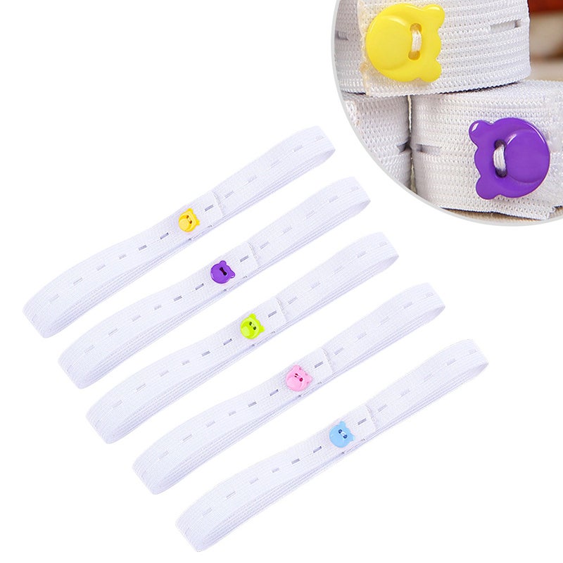 20pcs Fold Over Elastic Infant Baby Diaper Tape Fixing Belt Adjustable Fasteners Fix Diaper Strips with One Buttom(42cm/ of Random Color ) - Image 5