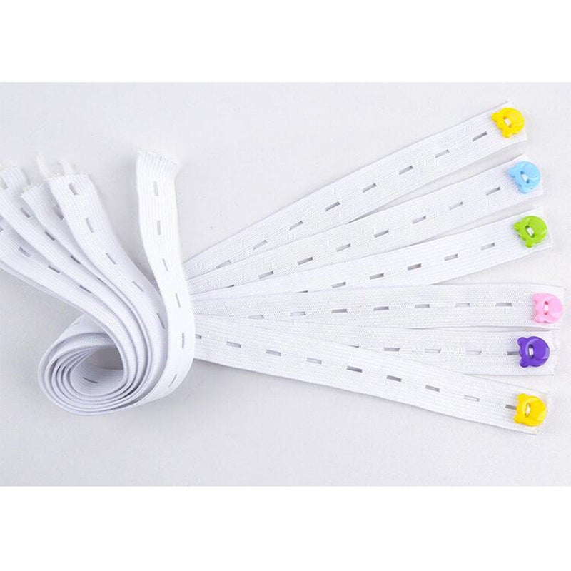 20pcs Fold Over Elastic Infant Baby Diaper Tape Fixing Belt Adjustable Fasteners Fix Diaper Strips with One Buttom(42cm/ of Random Color ) - Image 1