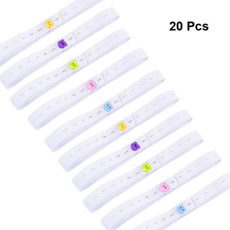 20pcs Fold Over Elastic Infant Baby Diaper Tape Fixing Belt Adjustable Fasteners Fix Diaper Strips with One Buttom(42cm/ of Random Color ) - Image 3