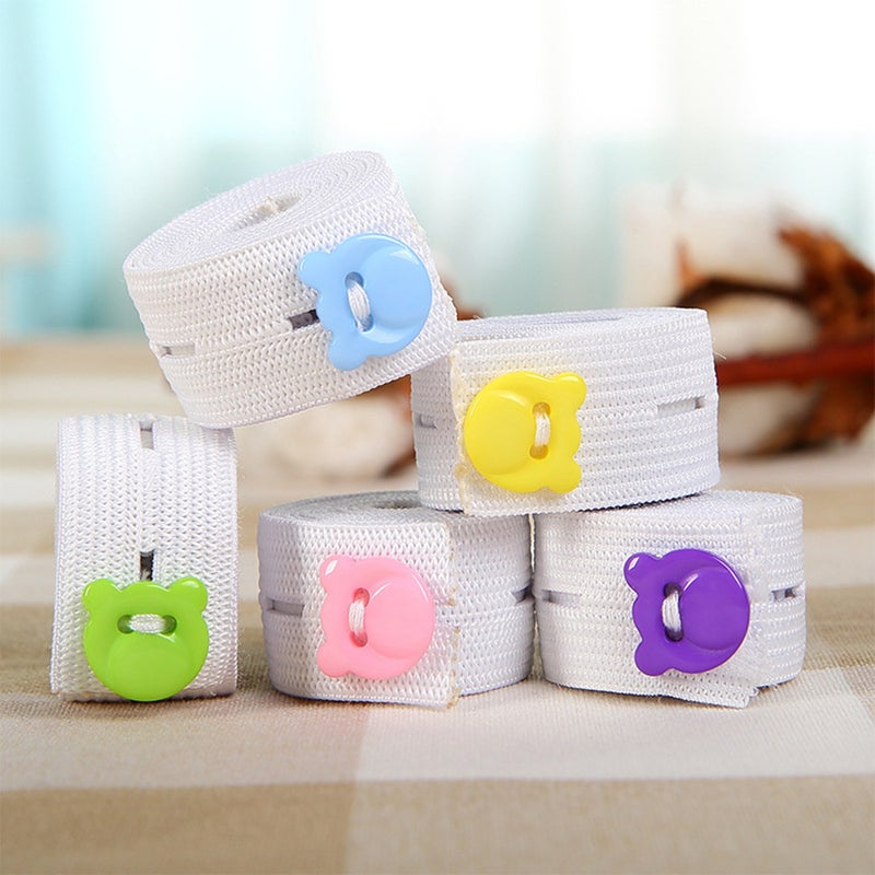 20pcs Fold Over Elastic Infant Baby Diaper Tape Fixing Belt Adjustable Fasteners Fix Diaper Strips with One Buttom(42cm/ of Random Color ) - Image 2