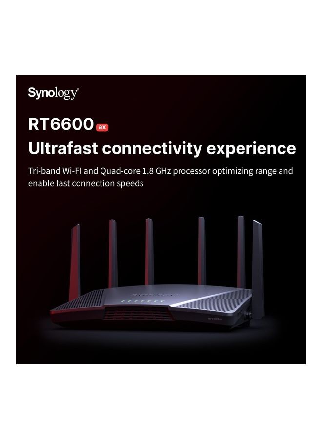 سينولوجي RT6600ax - Tri-Band 4x4 160MHz Wi-Fi router, 2.5Gbps Ethernet, VLAN segmentation, Multiple SSIDs, parental controls, Threat Prevention, VPN (US Version)/ Black - Image 2