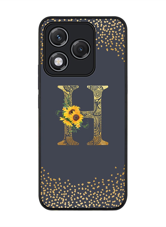 Stylizedd For Honor 400 Lite Case,Slim fit Camera Protection, Shockproof Thin Phone cover  - Custom Floral Monogram - H  (Grey )
