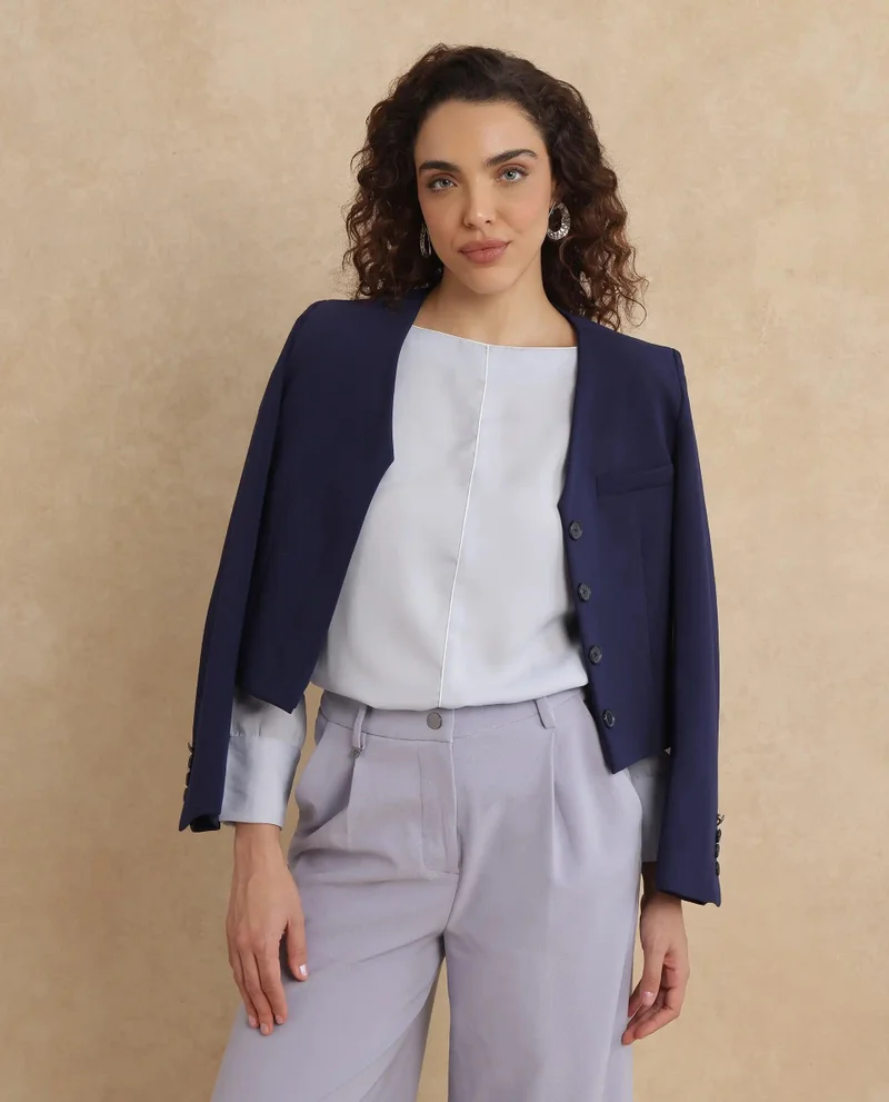 Rareism Women's Contrast Piping Detail Top